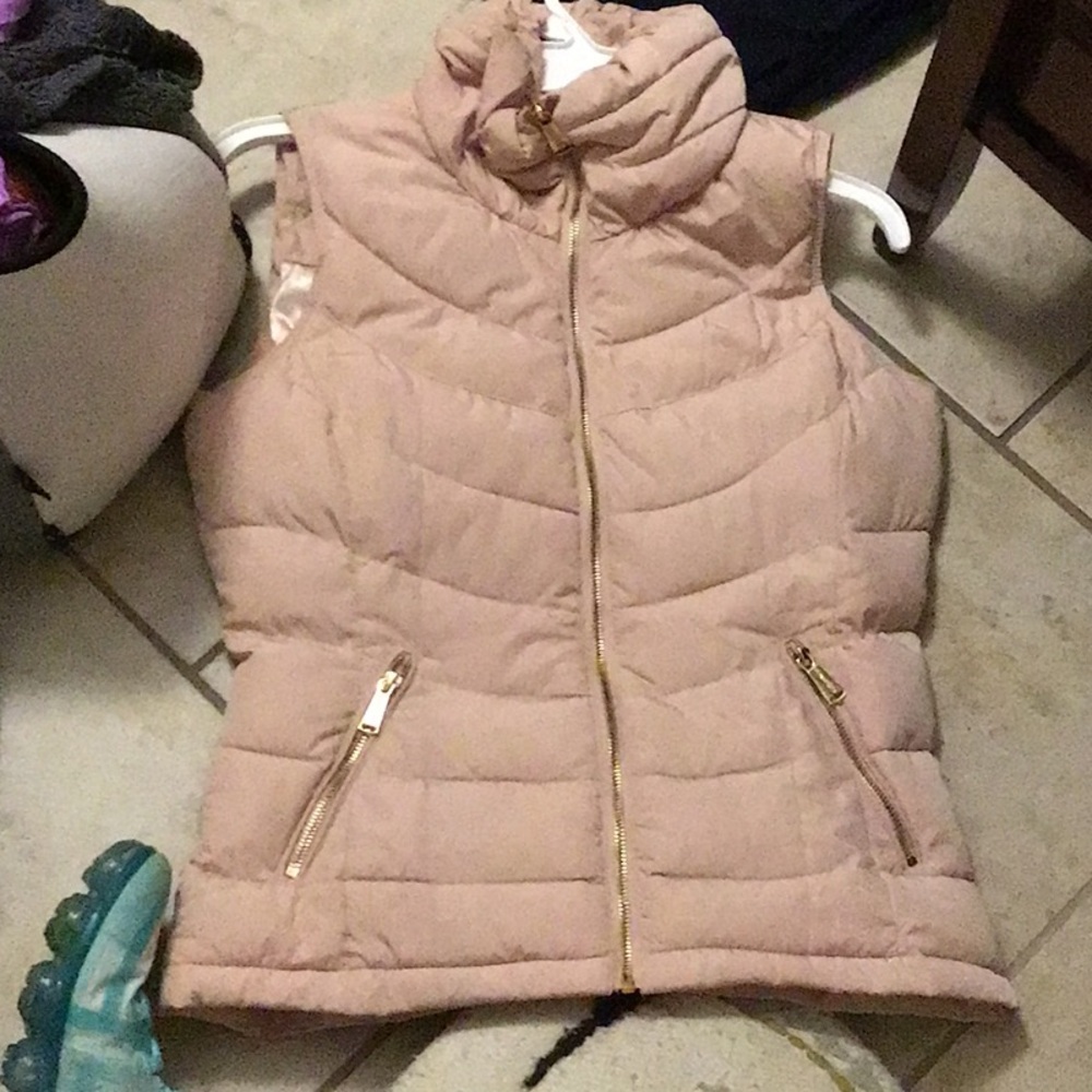 Pink Puffer Vest with Gold Zippers